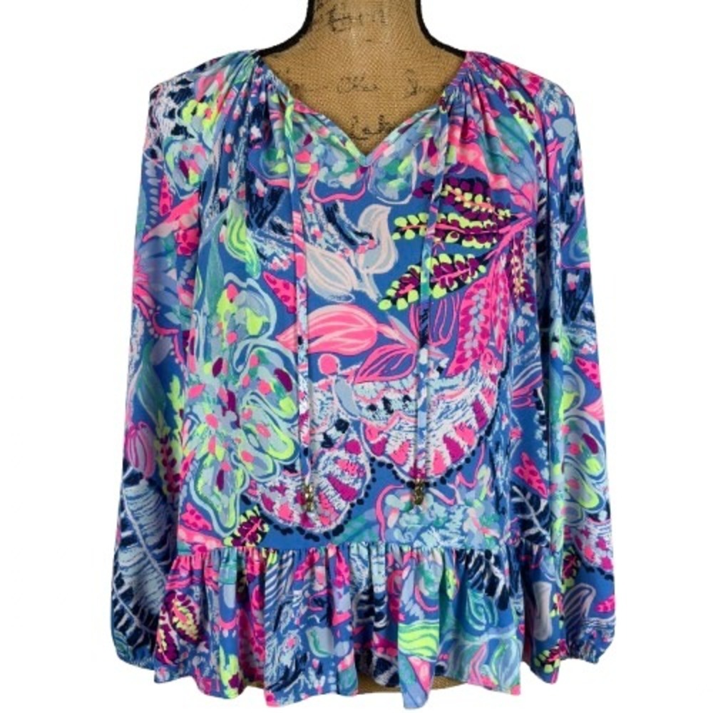 Lilly Pulitzer‎ Tensley Top Fantasy Garden Multicolor Blouse Resortwear Size XS